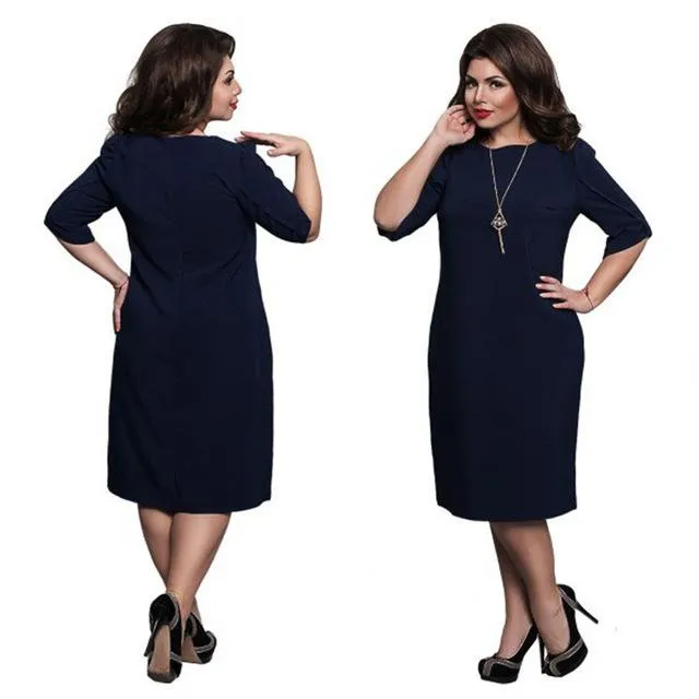 6XL Large Size 2017 Summer Dress Big Size Casual Office Dress Blue Red Green Straight Dresses Plus Size Women Clothing Vestidos