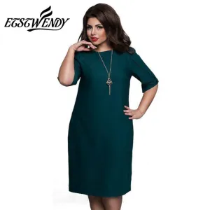 6XL Large Size 2017 Summer Dress Big Size Casual Office Dress Blue Red Green Straight Dresses Plus Size Women Clothing Vestidos