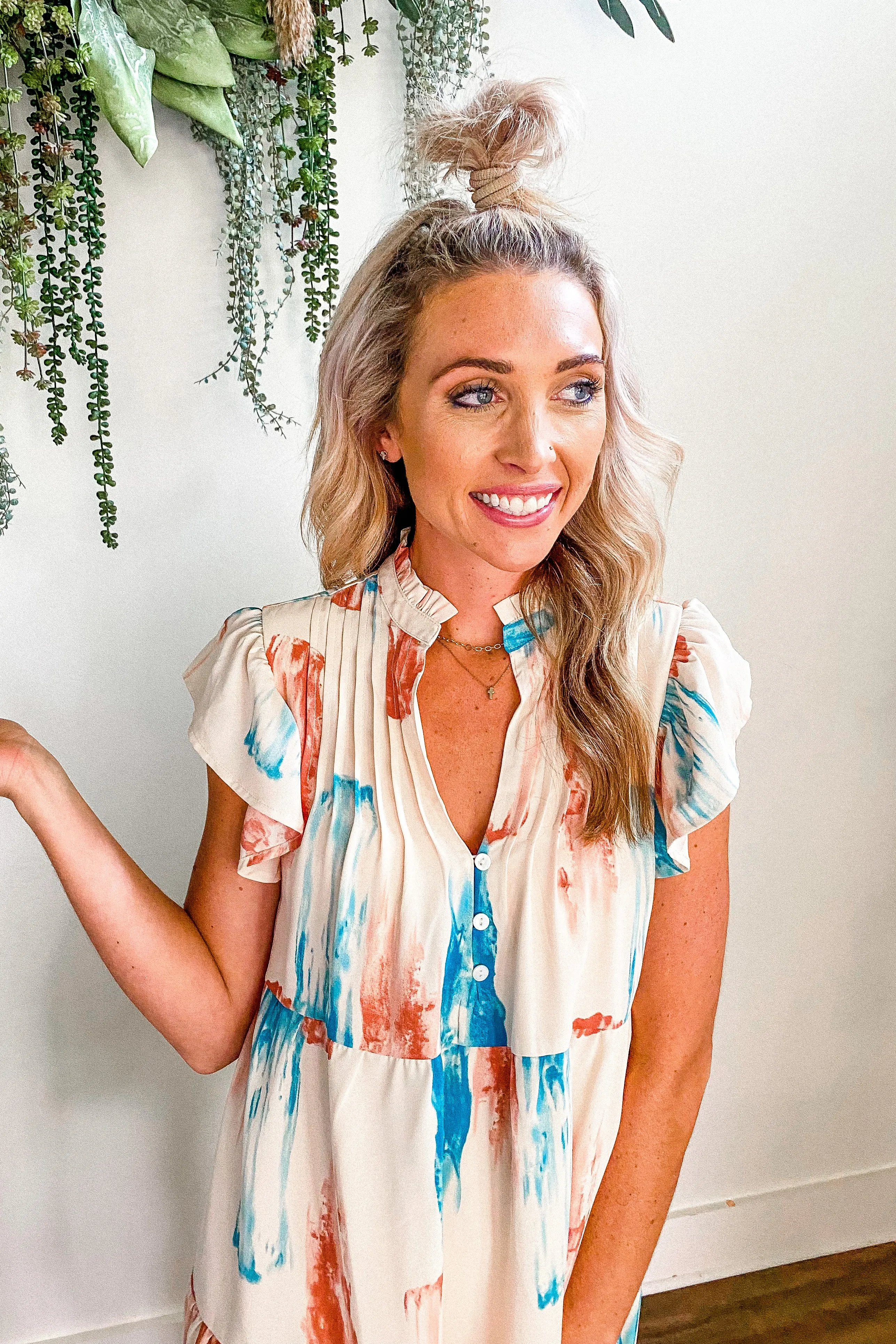 Addie Cream Watercolor Dress