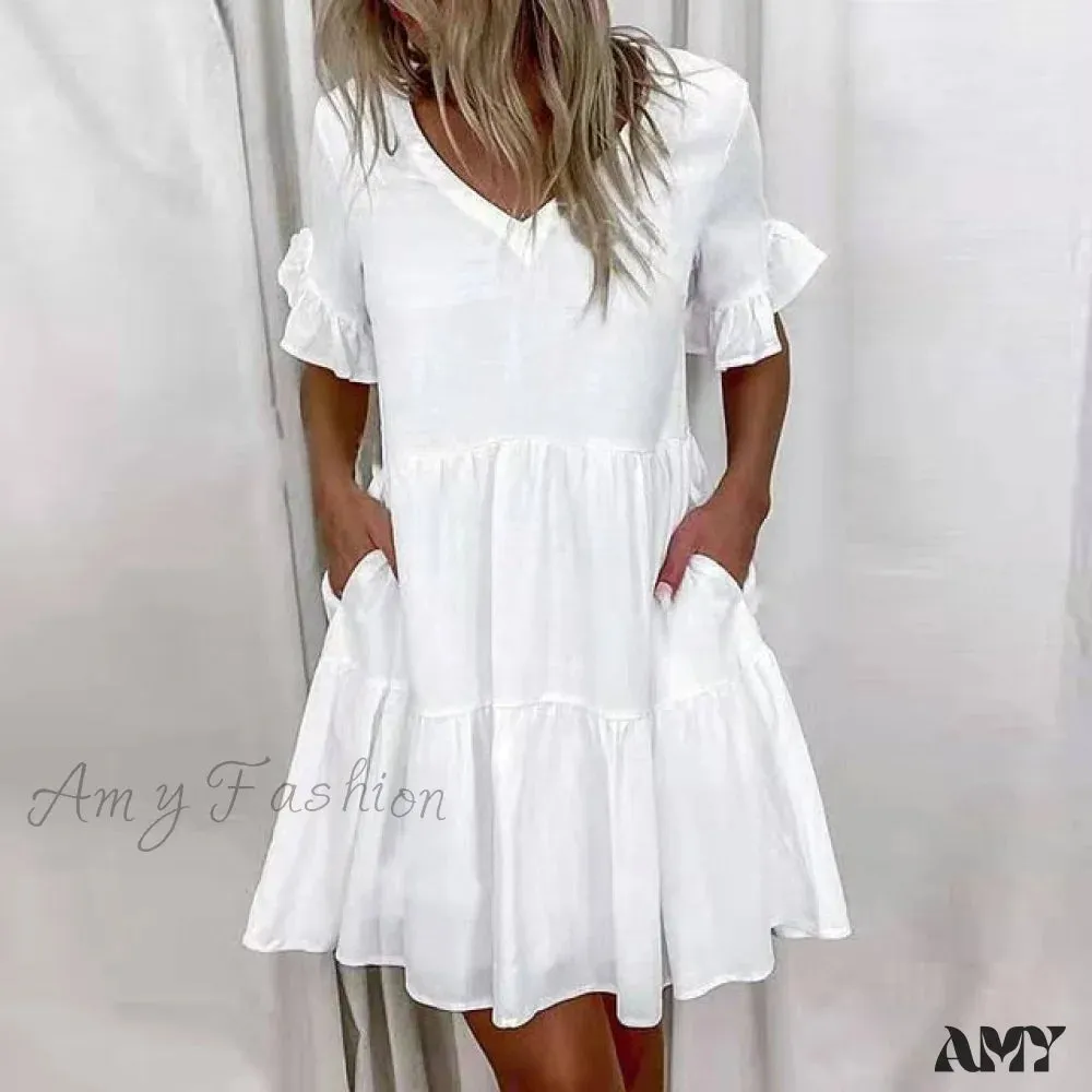 Amy Fashion - Casual Plus Size Short Sleeve Loose Dresses