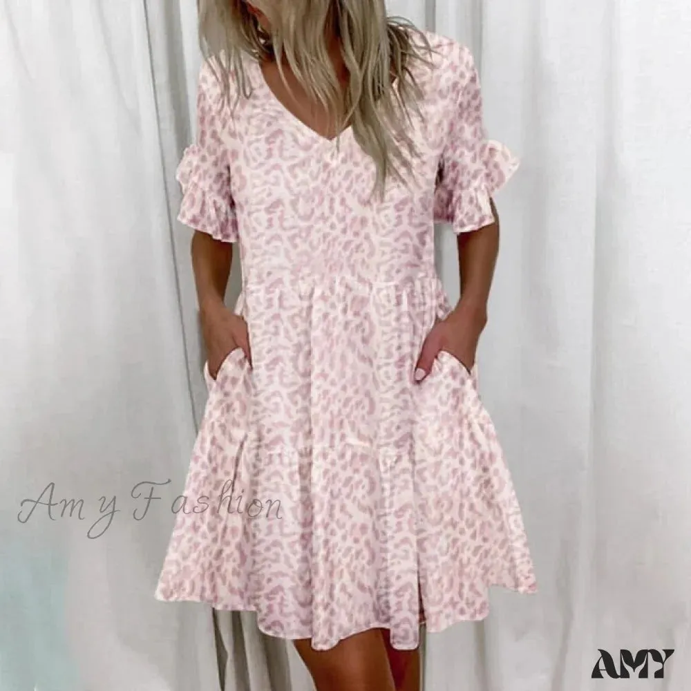 Amy Fashion - Casual Plus Size Short Sleeve Loose Dresses