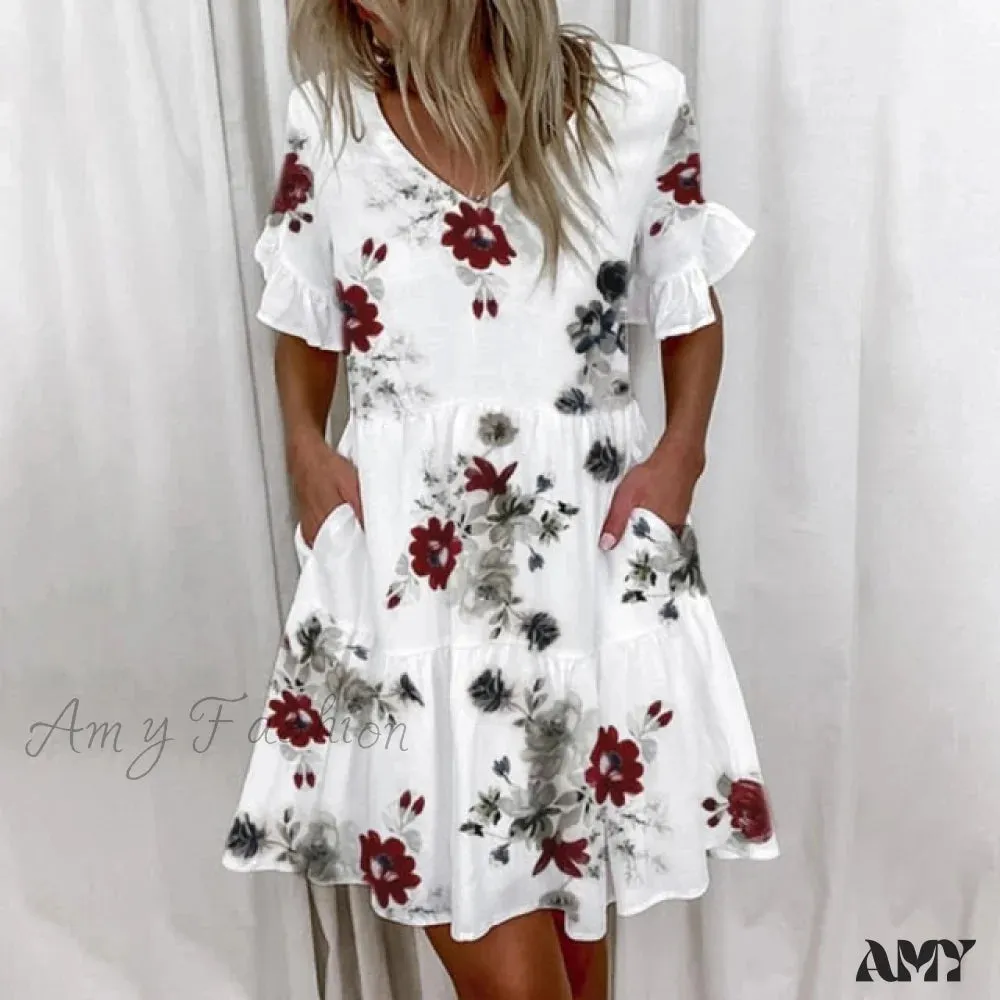 Amy Fashion - Casual Plus Size Short Sleeve Loose Dresses