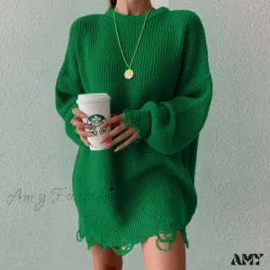 Amy Fashion - Female Casual Loose Sexy Club Sweater Dresses