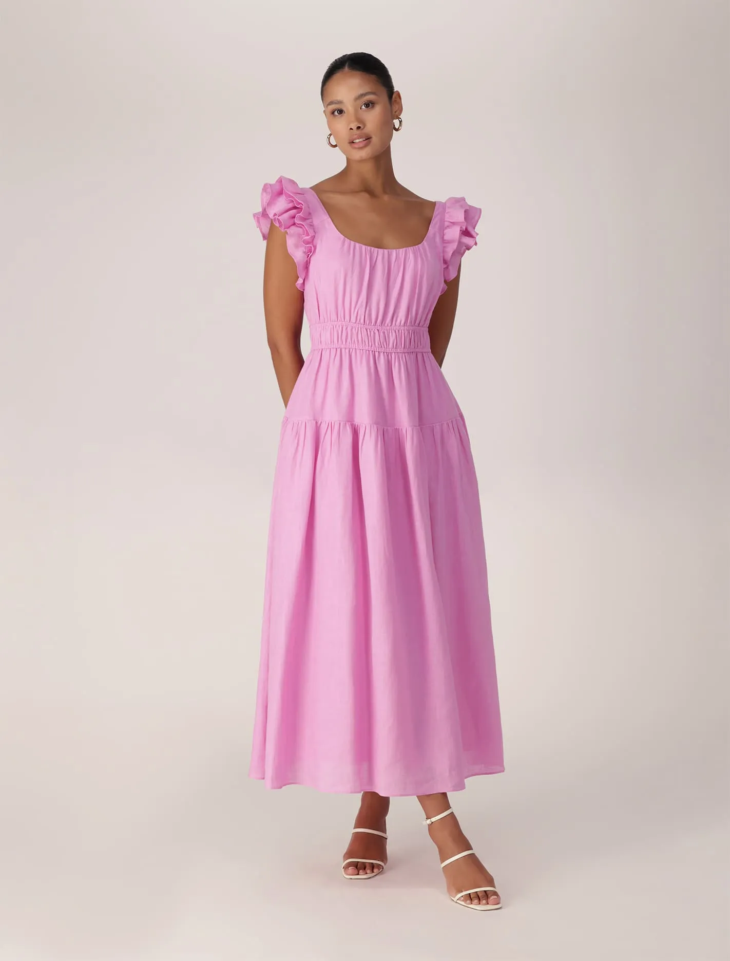 Athena Ruffle Midi Dress