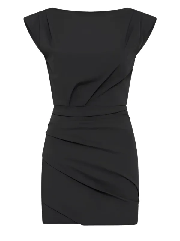 Bateau Tuck Mini Dress in Black