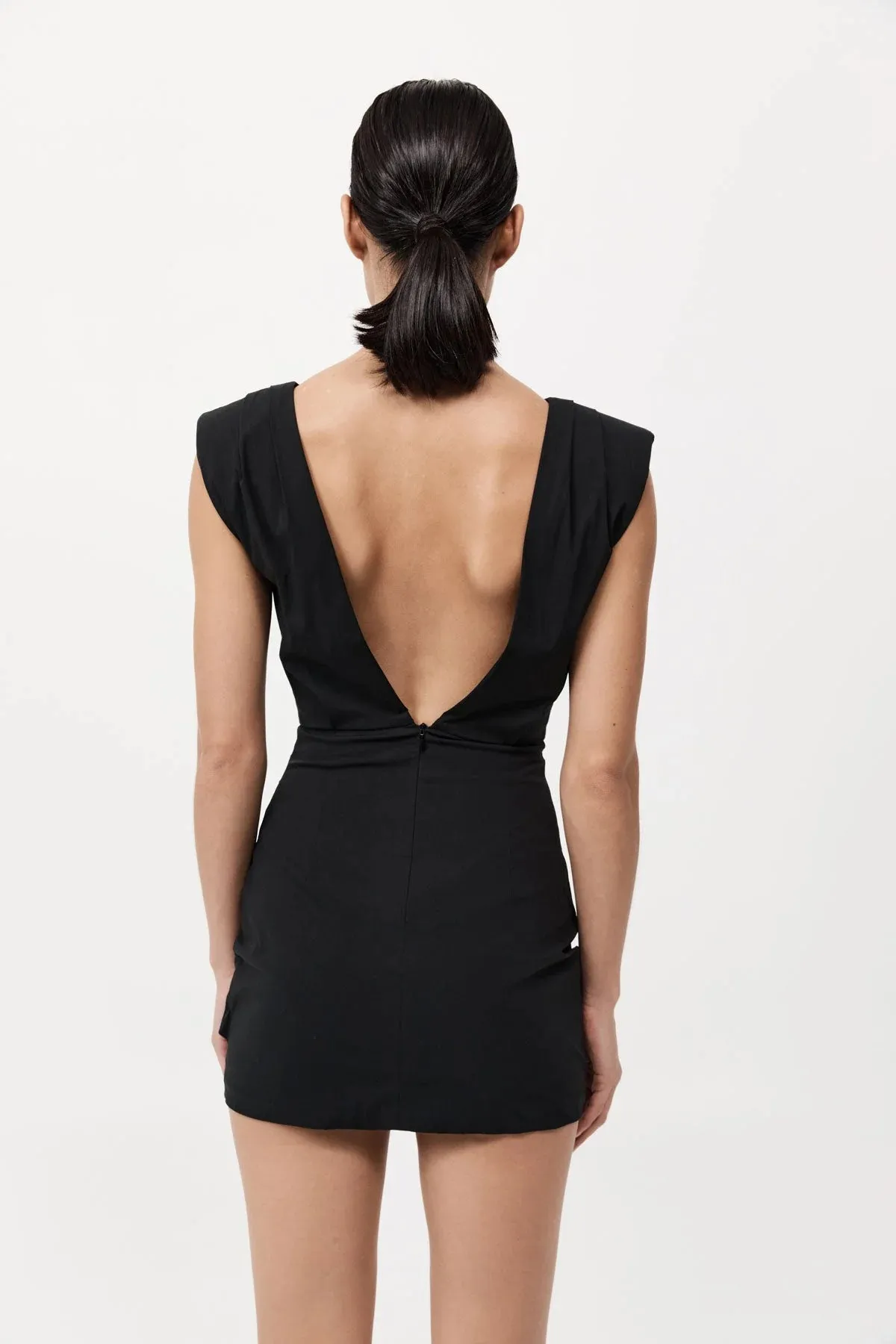 Bateau Tuck Mini Dress in Black