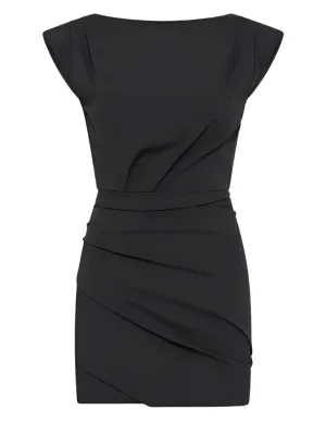 Bateau Tuck Mini Dress in Black