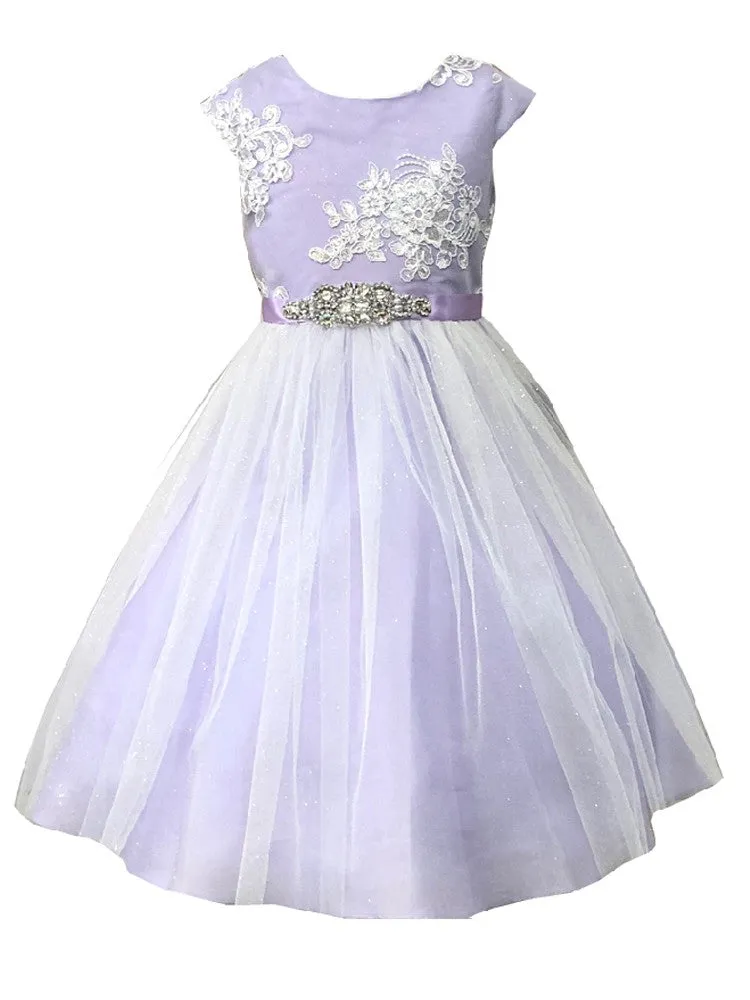 Big Girls Multi Color Silk Tulle Junior Bridesmaid Dress 2-12