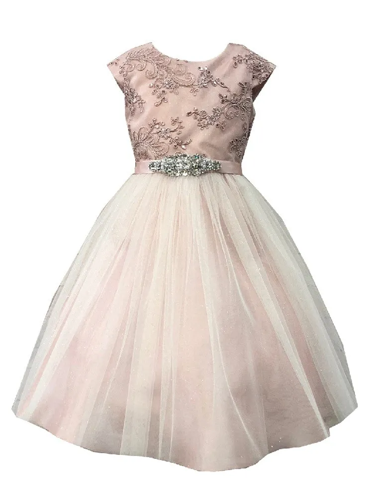 Big Girls Multi Color Silk Tulle Junior Bridesmaid Dress 2-12