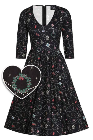 Billie Christmas Print Long Sleeved Dress