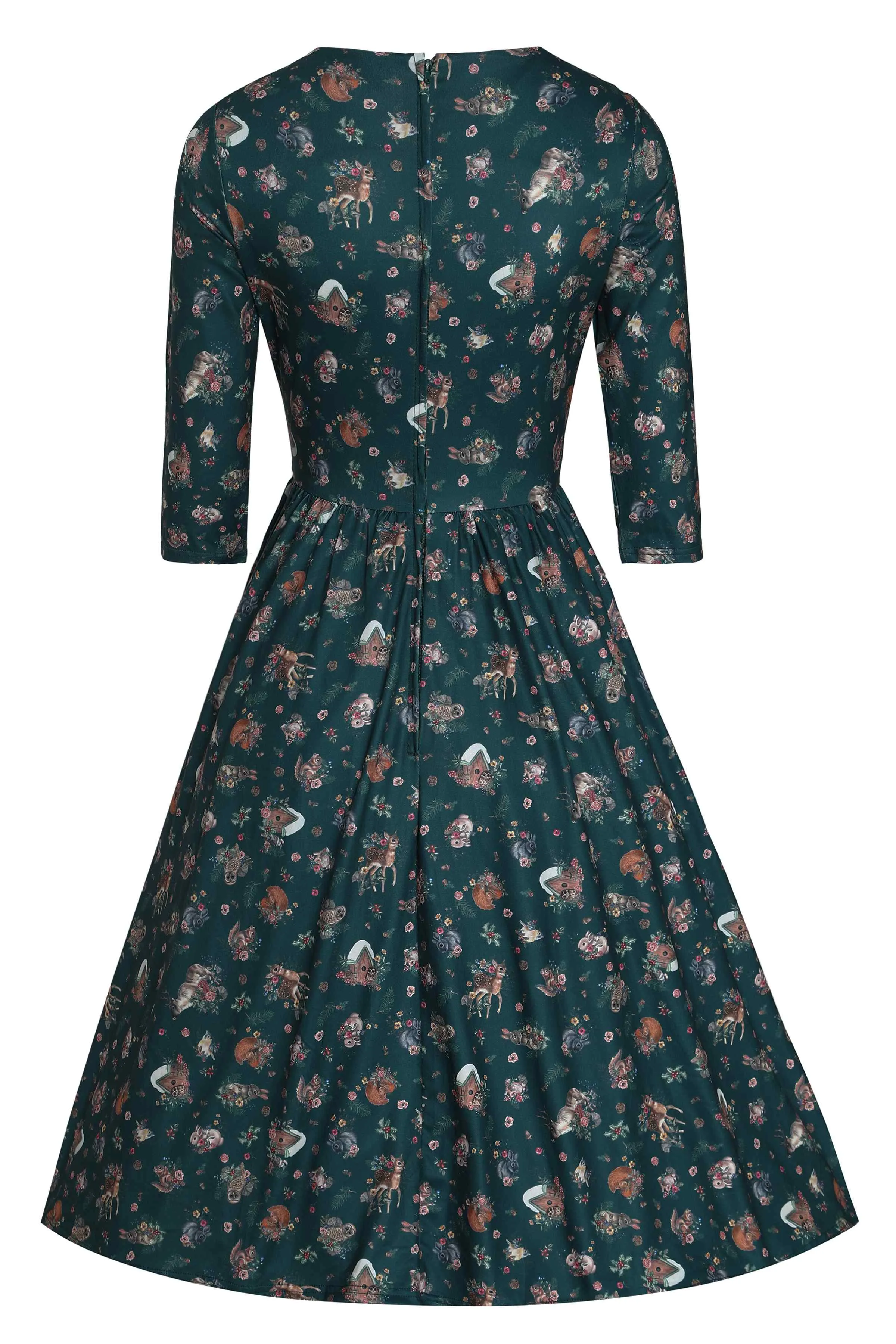 Billie Green Woodland Deer & Owl Dress