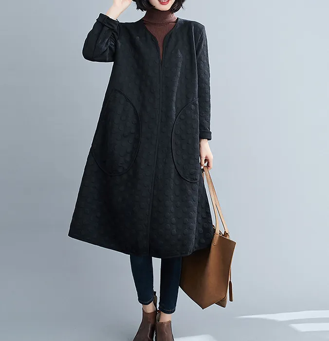 Black Plus Size Dresses Loose Winter Autumn Dresses Casual Women Dresses ZRL97213