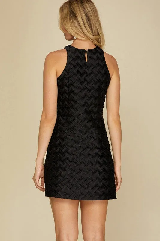 Black Reason For Romance Textured Woven Dress