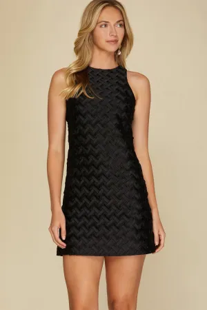 Black Reason For Romance Textured Woven Dress