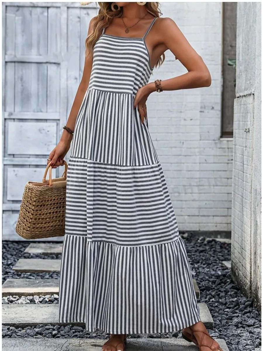 Bohemian Suspender Patchwork Long Dress