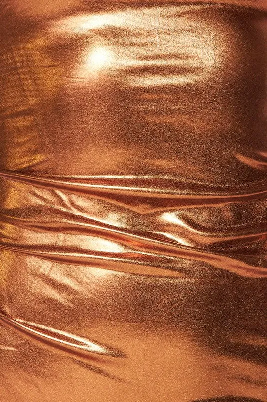 Bronze Gold Metalic Stretch Fabric Dress