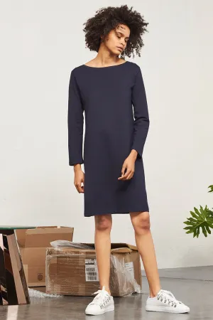 Building Block Boat Neck Dress - Navy