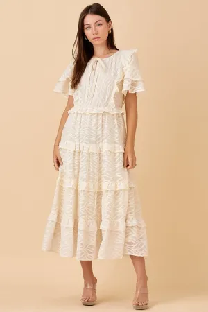 Cream Tiered Midi Dress