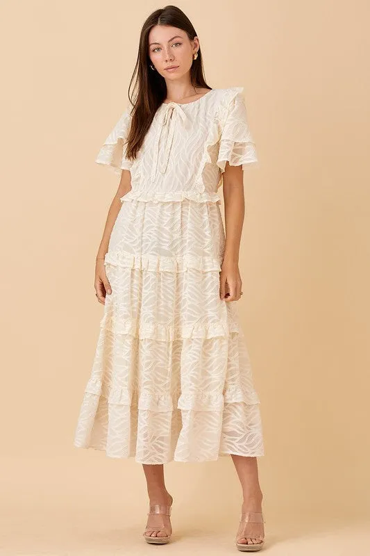 Cream Tiered Midi Dress