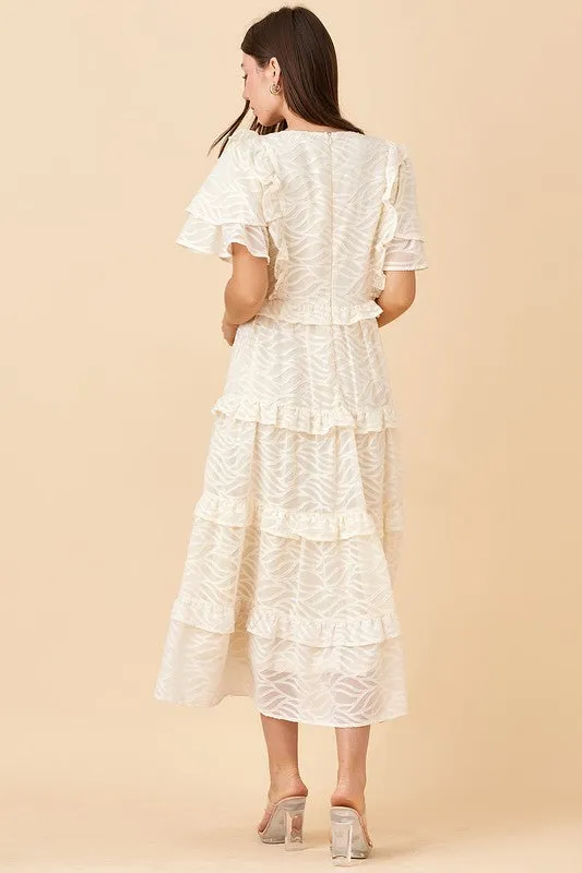 Cream Tiered Midi Dress