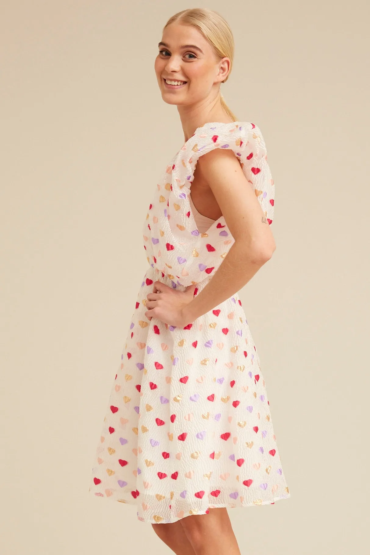 Dahlia Wing Dress - Pink Hearts