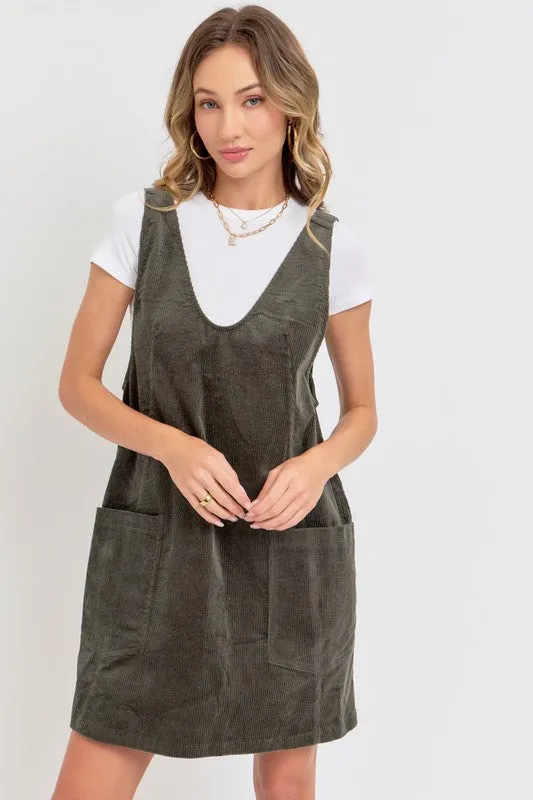 Darla Cordoroy Jumper in Olive