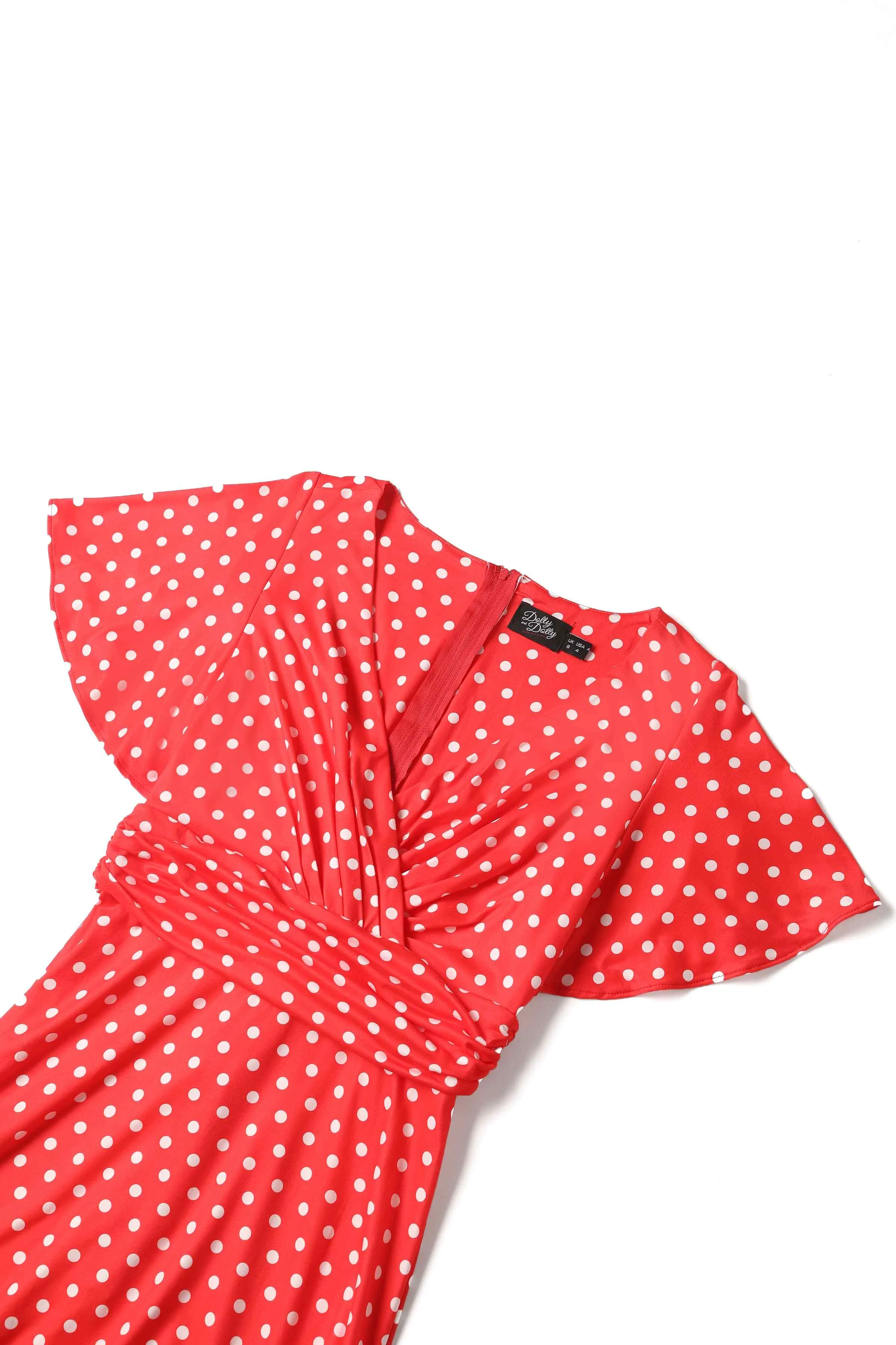 Donna Crossover Bust Red Polka Dot Dress