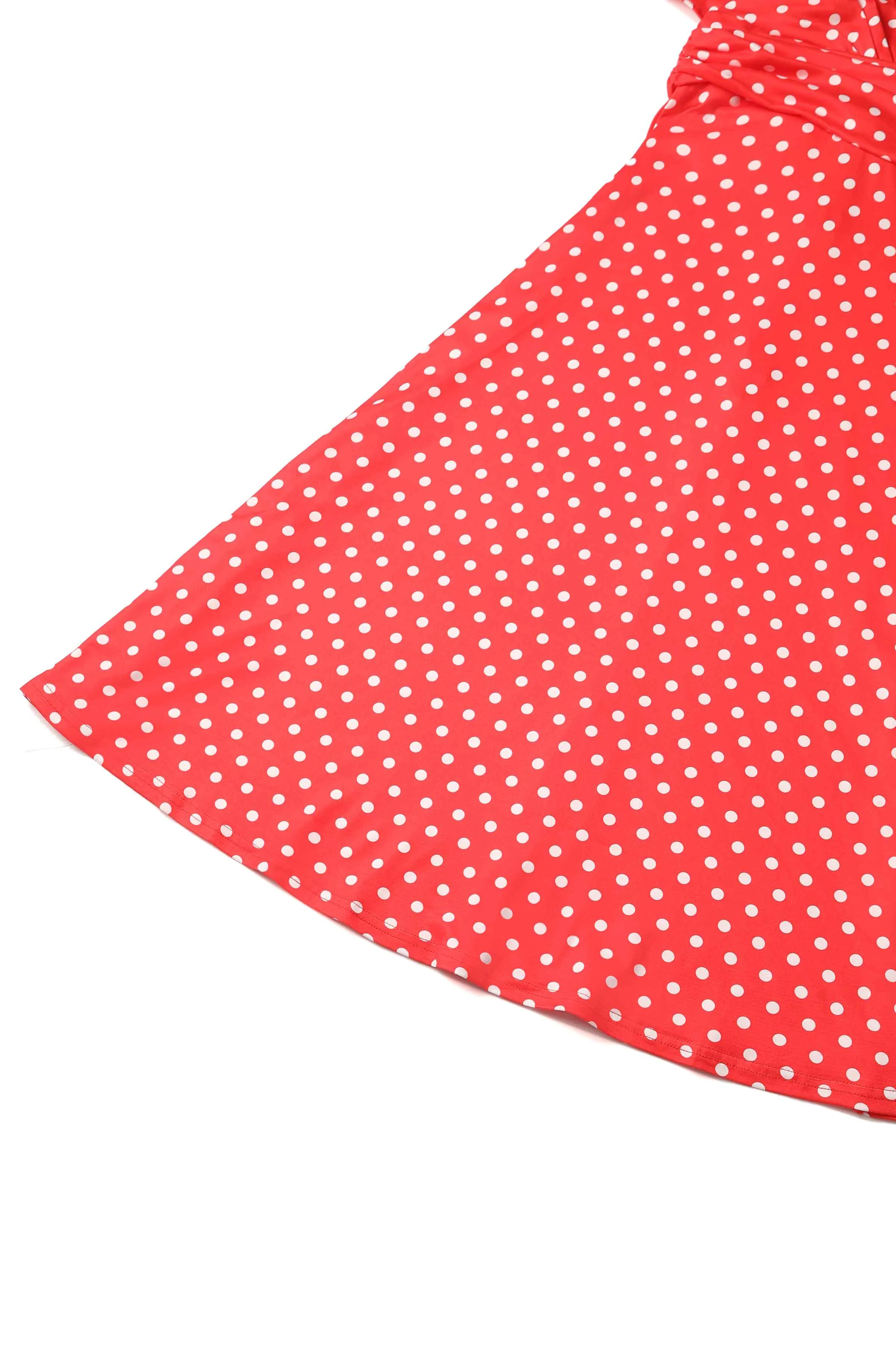 Donna Crossover Bust Red Polka Dot Dress