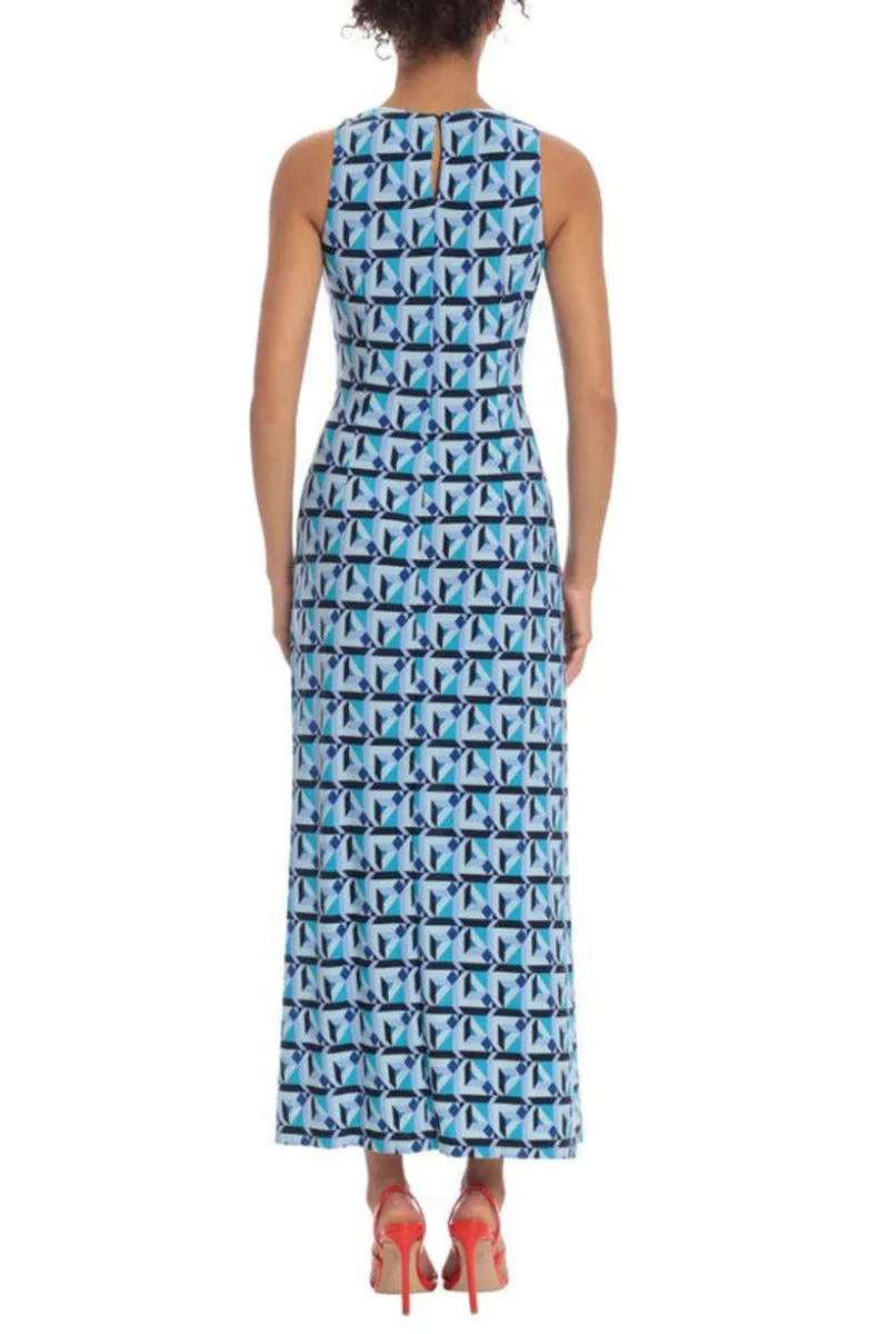 Donna Morgan Boat Neck Sleeveless Pull Over Side Slit Long Jersey Maxi Dress