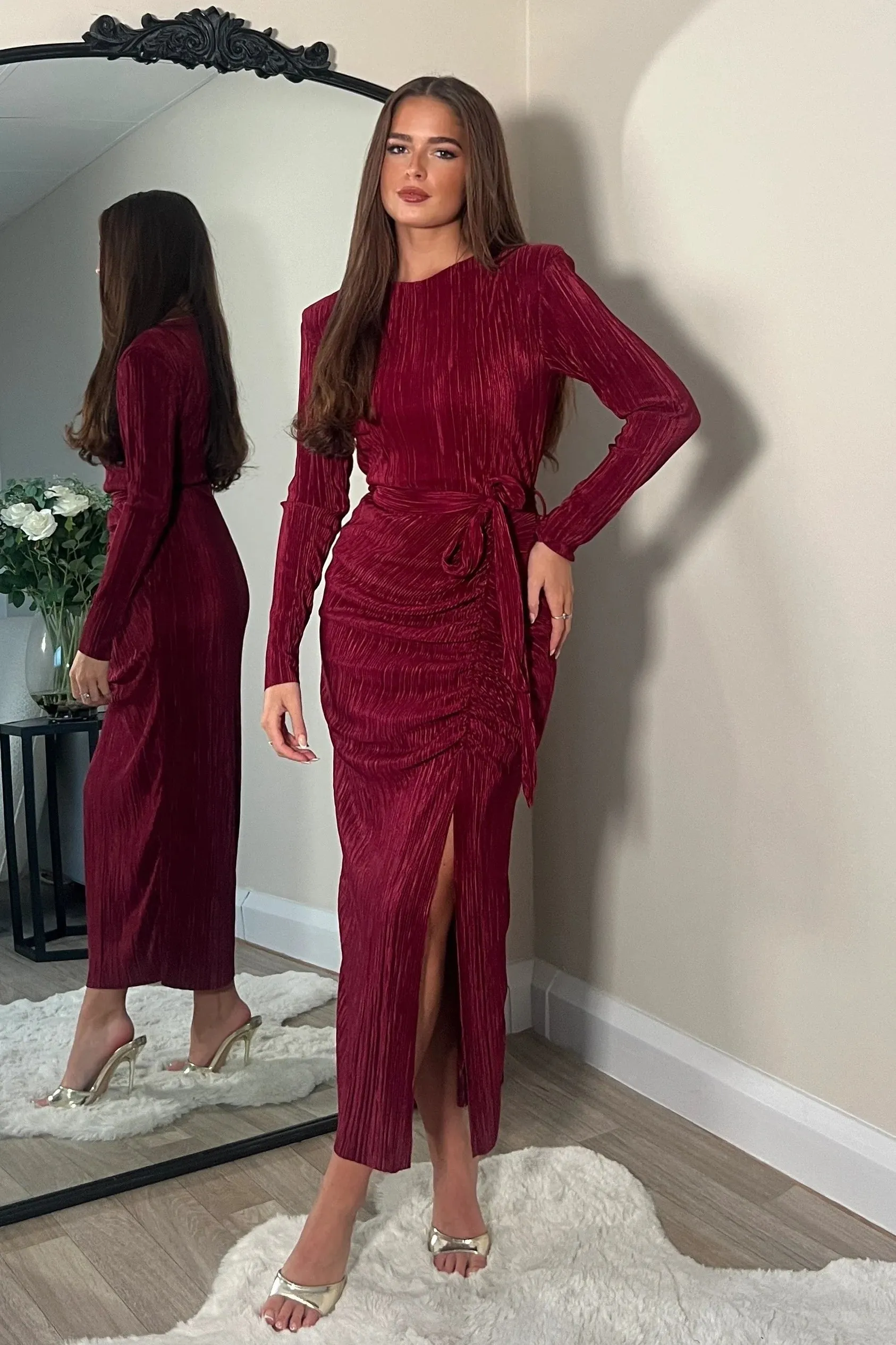 Elena Burgundy Dress