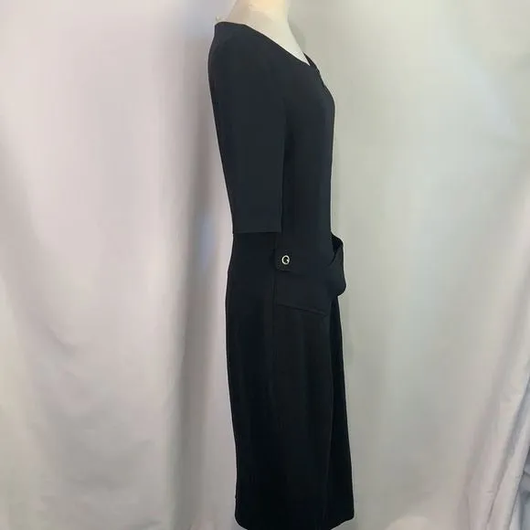 Escada blackzip front with belt dress