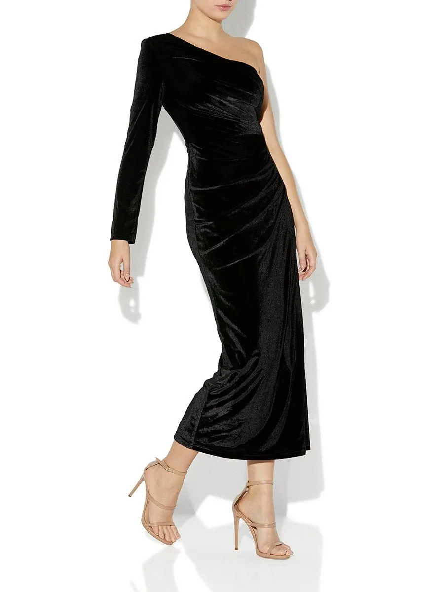 Estana Black Velour Dress