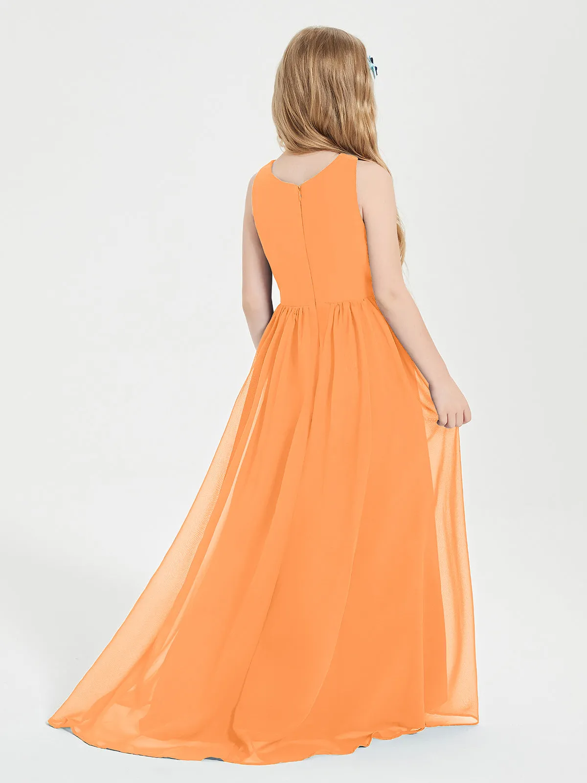 Exquisite Asymmetrical Junior Bridesmaid Dresses Scoop Neck Orange