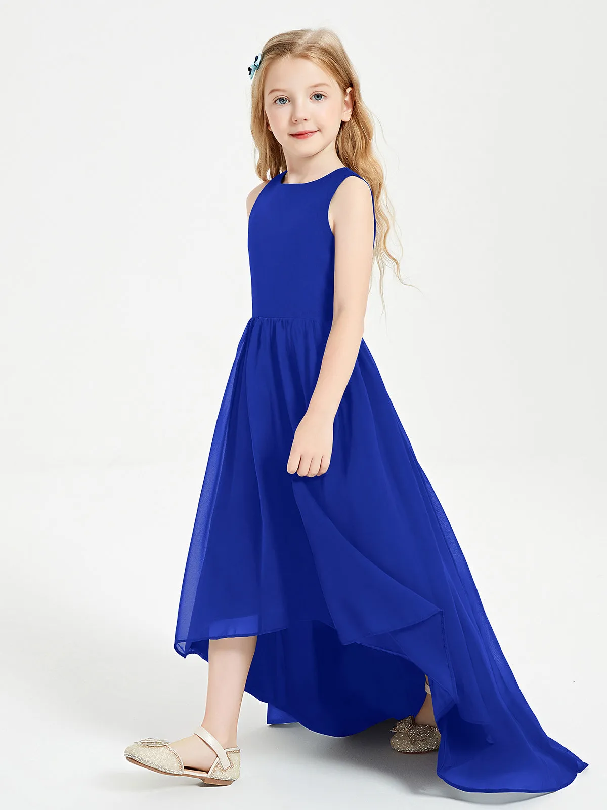 Exquisite Asymmetrical Junior Bridesmaid Dresses Scoop Neck Royal Blue