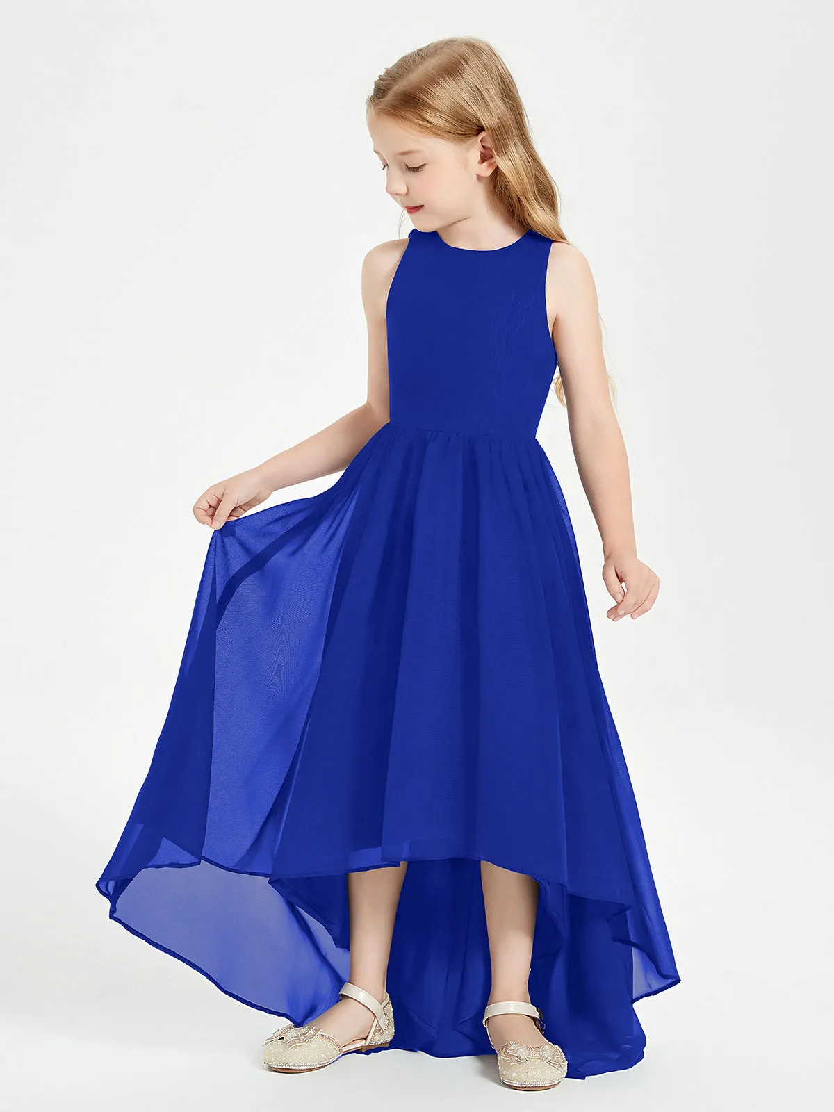 Exquisite Asymmetrical Junior Bridesmaid Dresses Scoop Neck Royal Blue