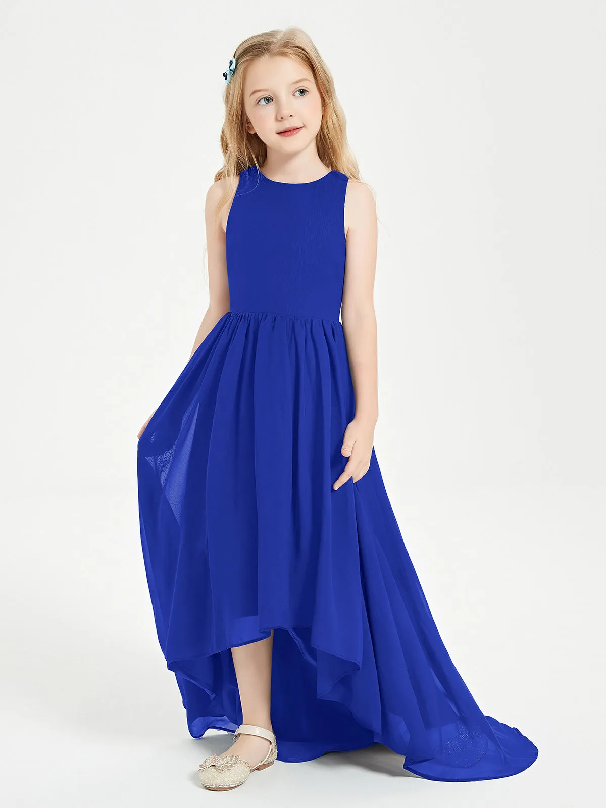 Exquisite Asymmetrical Junior Bridesmaid Dresses Scoop Neck Royal Blue