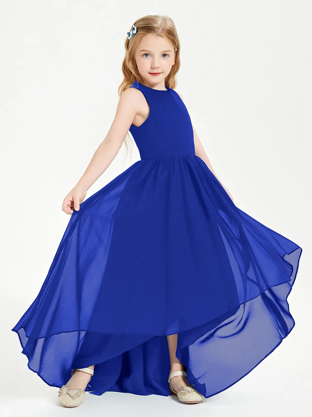 Exquisite Asymmetrical Junior Bridesmaid Dresses Scoop Neck Royal Blue