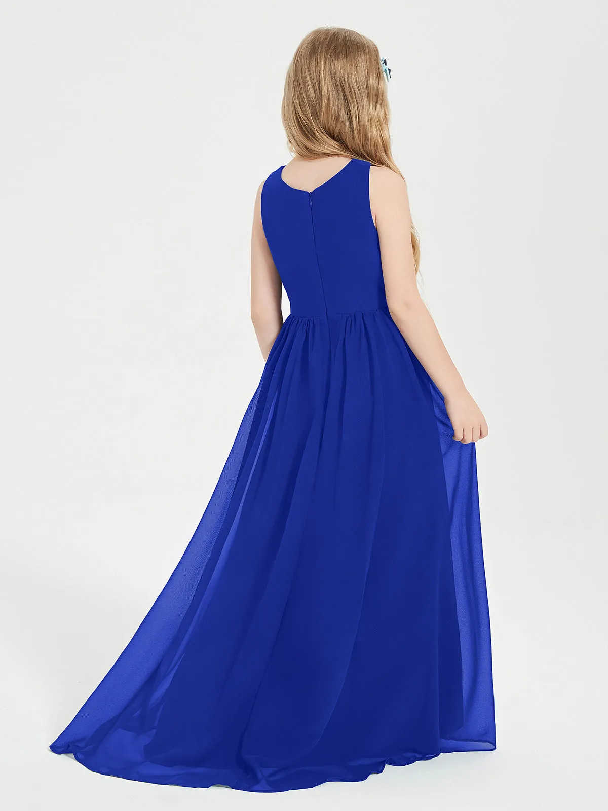 Exquisite Asymmetrical Junior Bridesmaid Dresses Scoop Neck Royal Blue