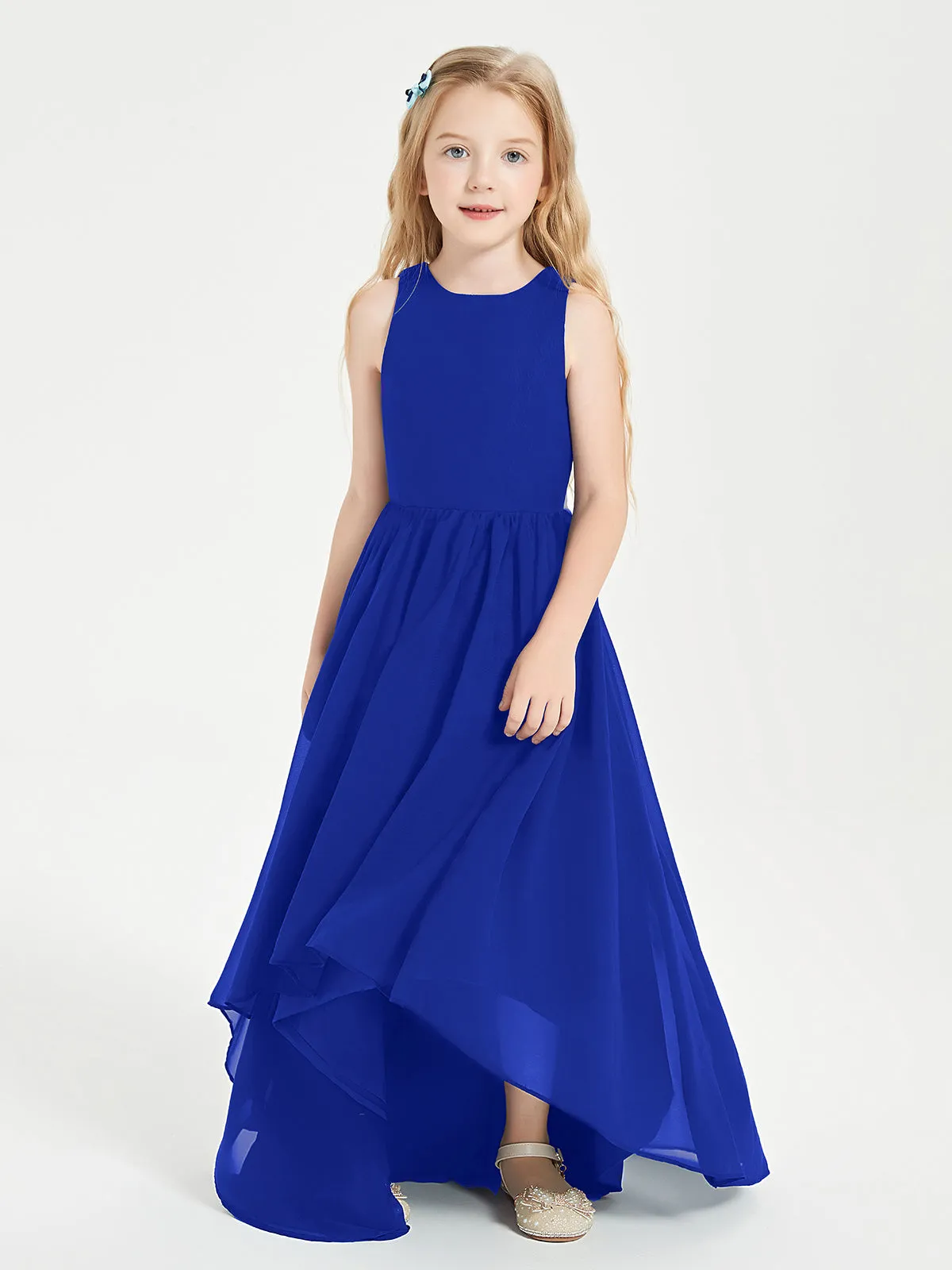 Exquisite Asymmetrical Junior Bridesmaid Dresses Scoop Neck Royal Blue