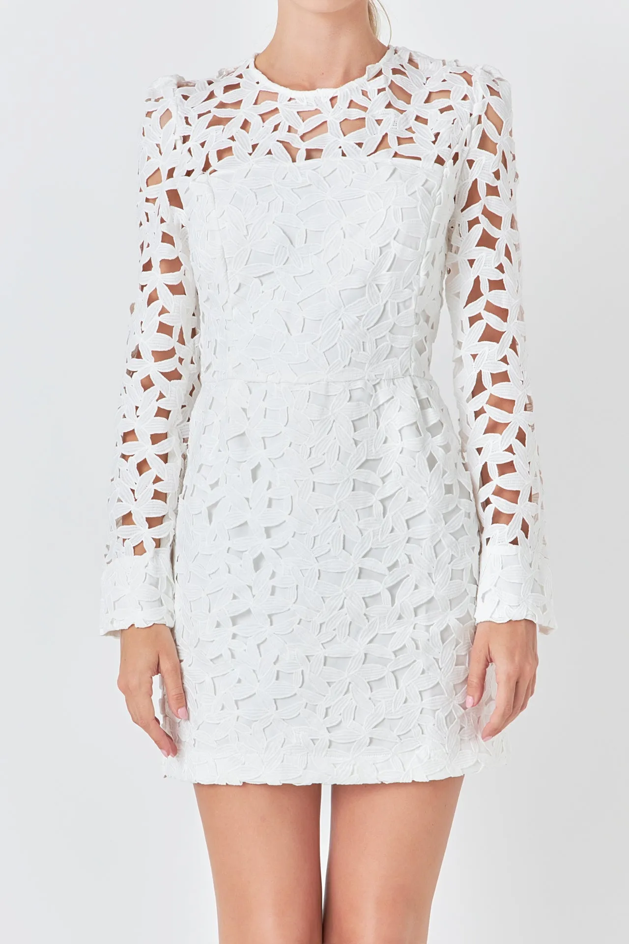 Eyelet Structured Mini Dress