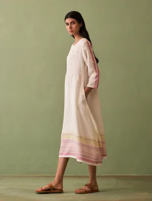 Eza Pintucked Linen Dress - Ivory