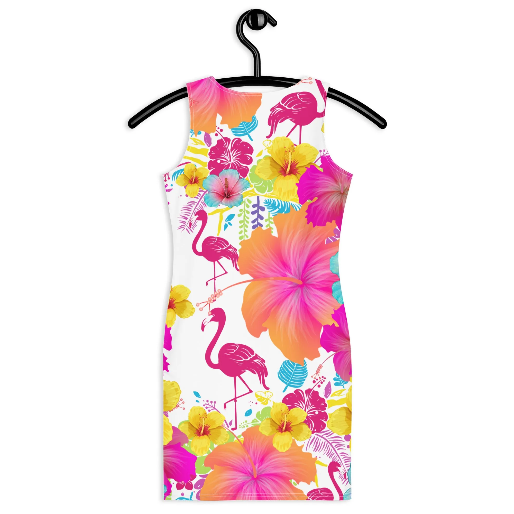 Floral Flamingos Bodycon Dress