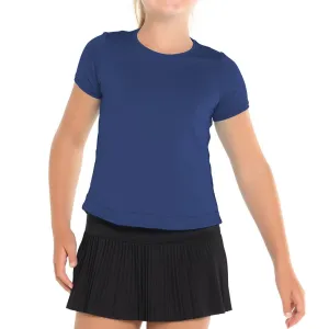 Girl's Dynamic High-Low Tennis Short Sleeve Navy