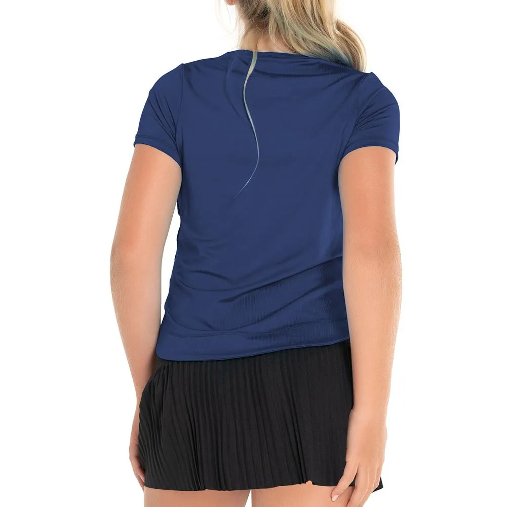 Girl's Dynamic High-Low Tennis Short Sleeve Navy