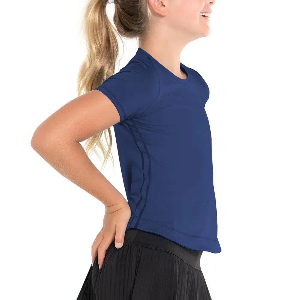 Girl's Dynamic High-Low Tennis Short Sleeve Navy