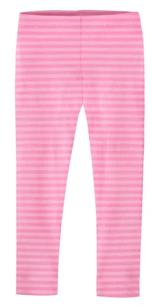 Girls Soft Stripe Leggings  | Medium Pink