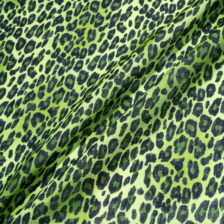 Green & Black Animal Printed Handkerchief Linen