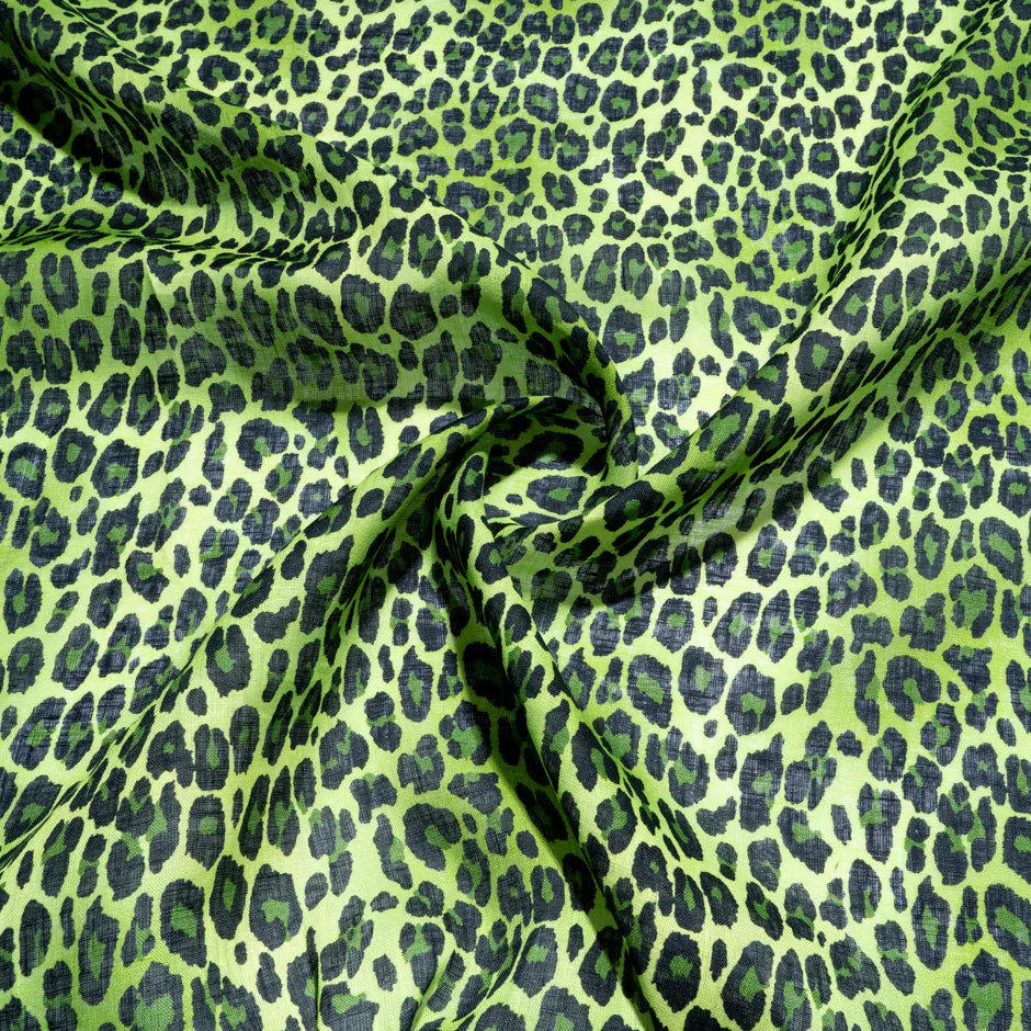 Green & Black Animal Printed Handkerchief Linen