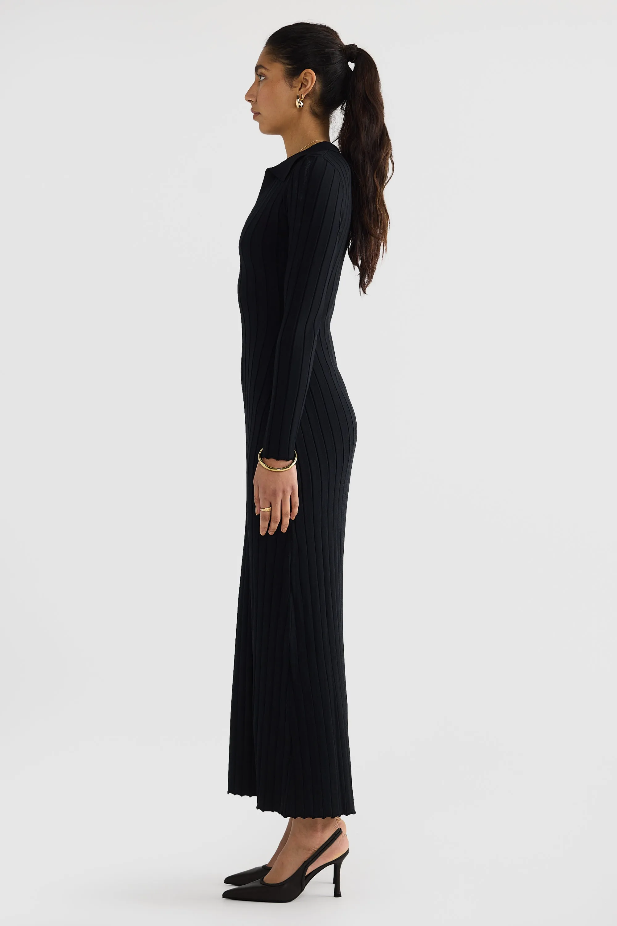 Hadley Long Sleeve Knit Dress Black