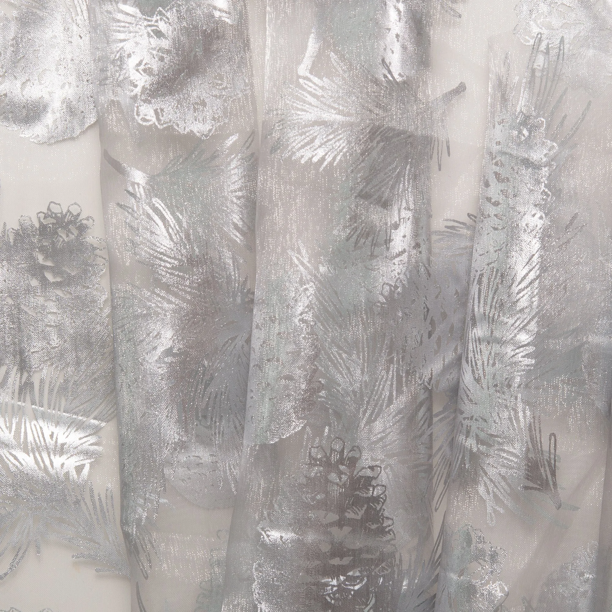 Holiday Organza Foil - Pine cone - White / Silver